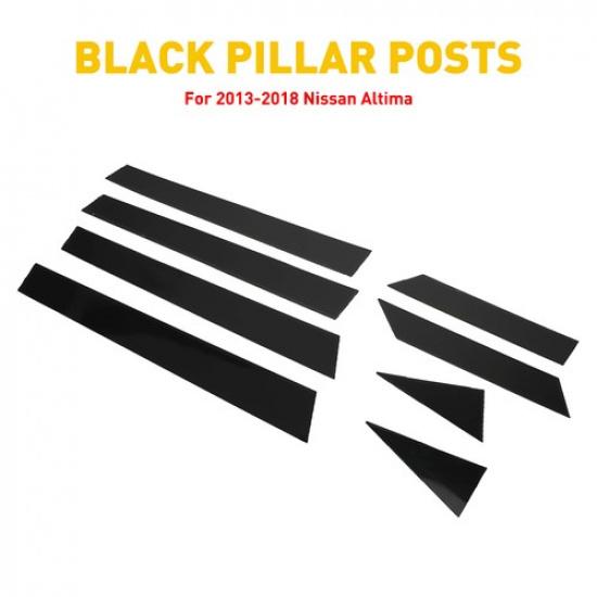 

8X Black Window Posts Pillar Trim Door Fit Cover 2013-2018 Nissan NEW Altima