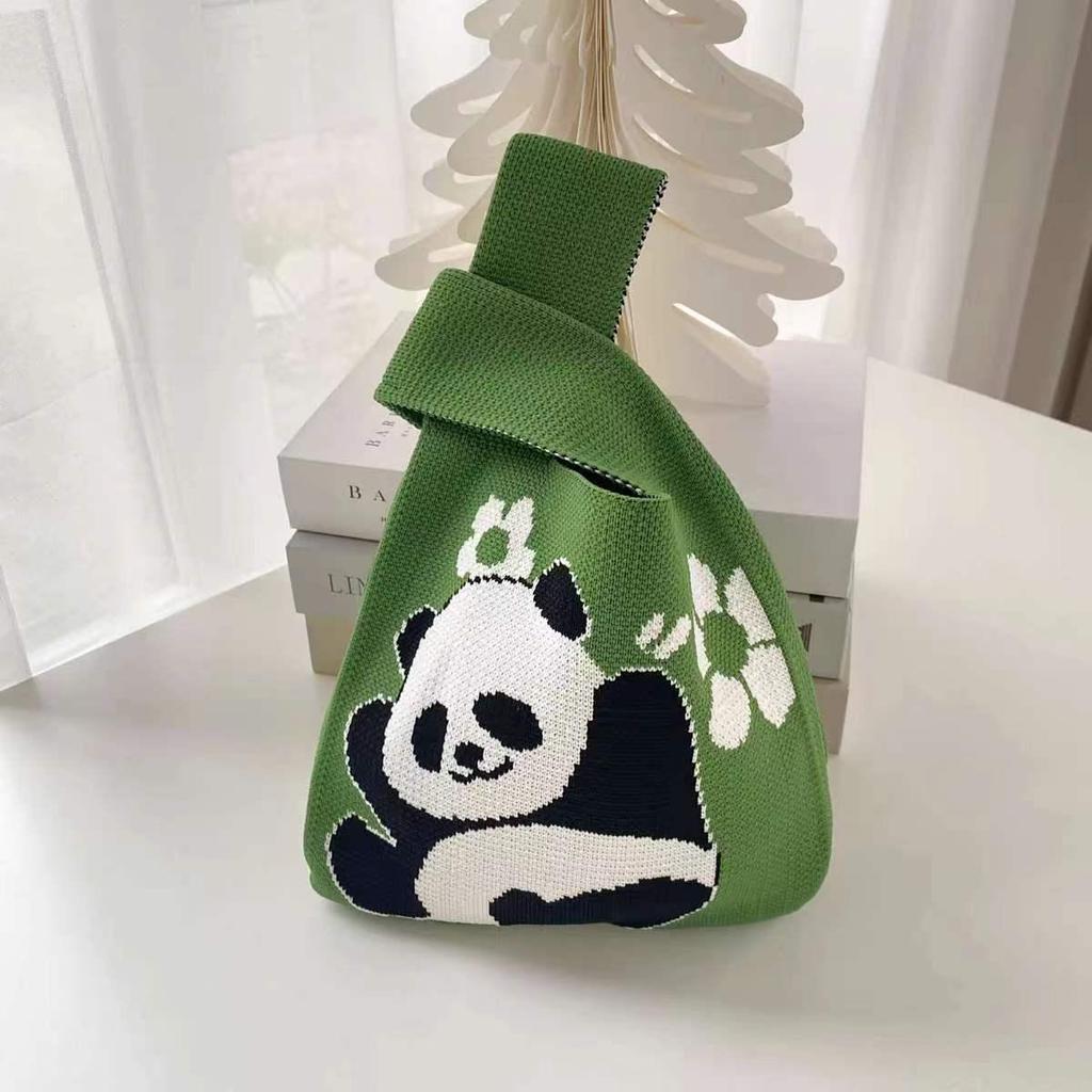 Gestrickte Handtasche im chinesischen Stil mit Riesenpanda – süße, gewebte Souvenir-Geschenktasche