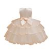 Girls Fashion Embroidery Lace Tulle Dress With Bow Princess Party Dress