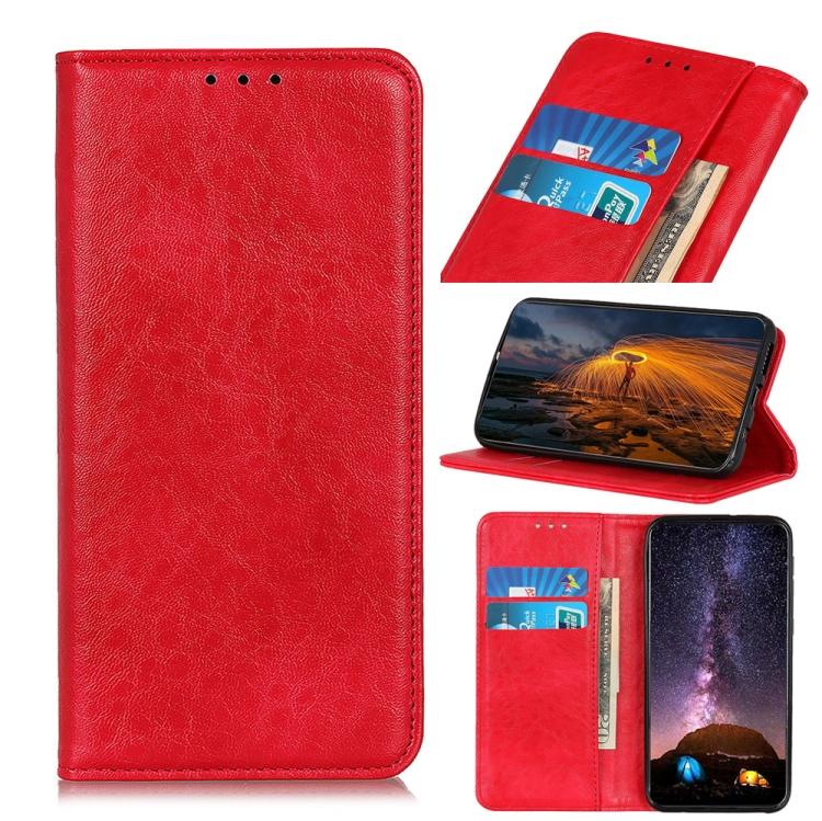 Custodia in Pelle a Flip Orizzontale con Texture Crazy Horse Magnetica per OnePlus Nord con Supporto e Scomparti per Carte e Portafoglio