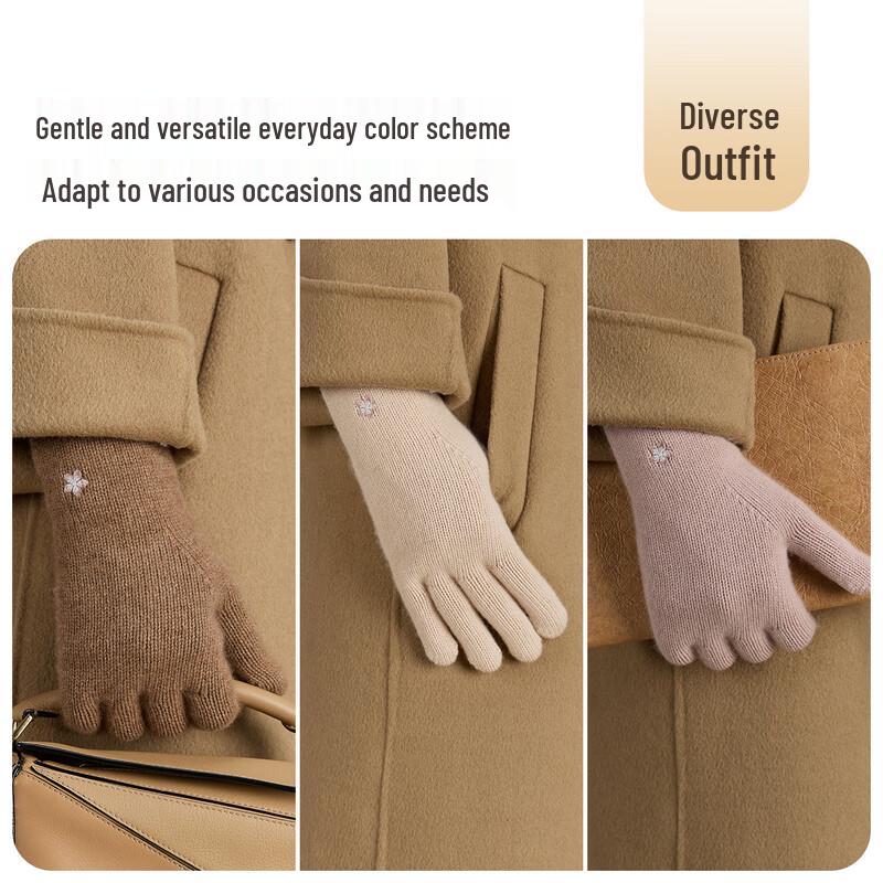 JIUMU Women's Thickened Cashmere Winter Gloves