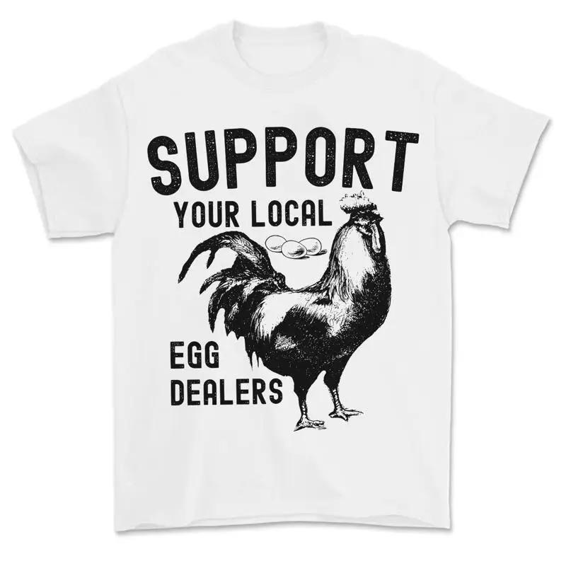 Vintage Support Your Local Egg Dealer Chicken Funny 90's T Shirt Retro Oversize Washed Shirtnager