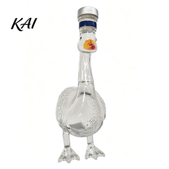 Premium Collectible Bottle Goose Shape Glass Whiskey Decanter, 3D Bird Liquor with Frosted Stopper, 350ml Art Vodka Wine Dispenser for Home