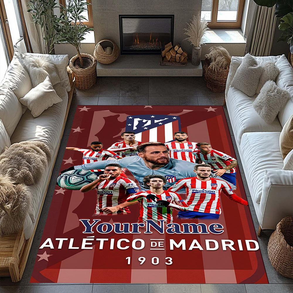 Atletico Madrid Customize Your Name Floor Rug Office Rug Suitable for Kitchen Dining Room Dormitory Playrooms Antislip Carpet Office home decor