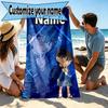 Custom Name Personalized Detective Conan Print Beach Towel, for Trip Camping Beach Party Home Decor, Birthday Gift for Family & Friends