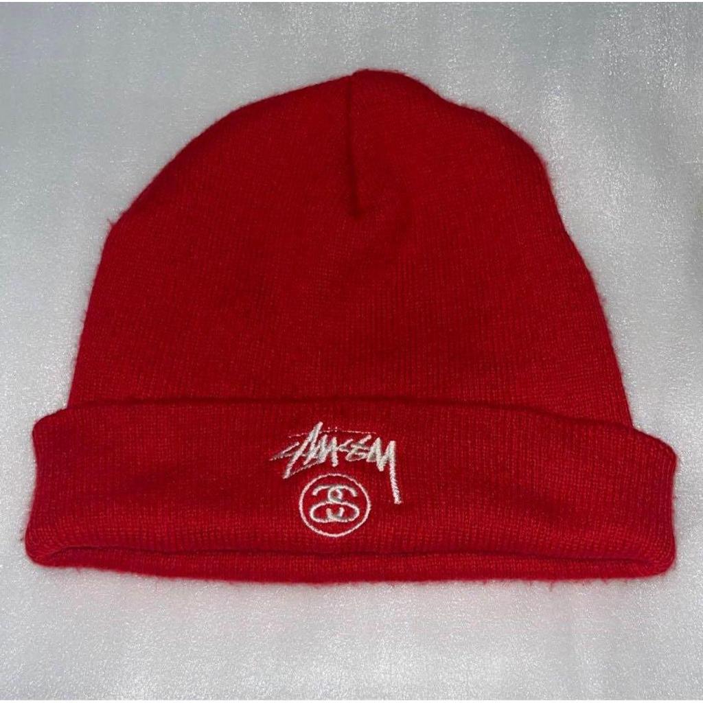 Used Stussy red knit hat popular model