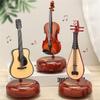 Violin Music Box,Wind Up Musical Box Violin with Rotatings Base,Mini Replicas Musical Instrument Model,Desktop Ornament