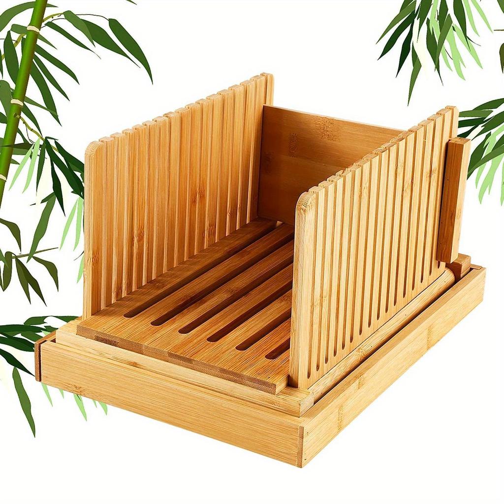 Bamboo Bread Slicer with Crumb Tray for Home Baking