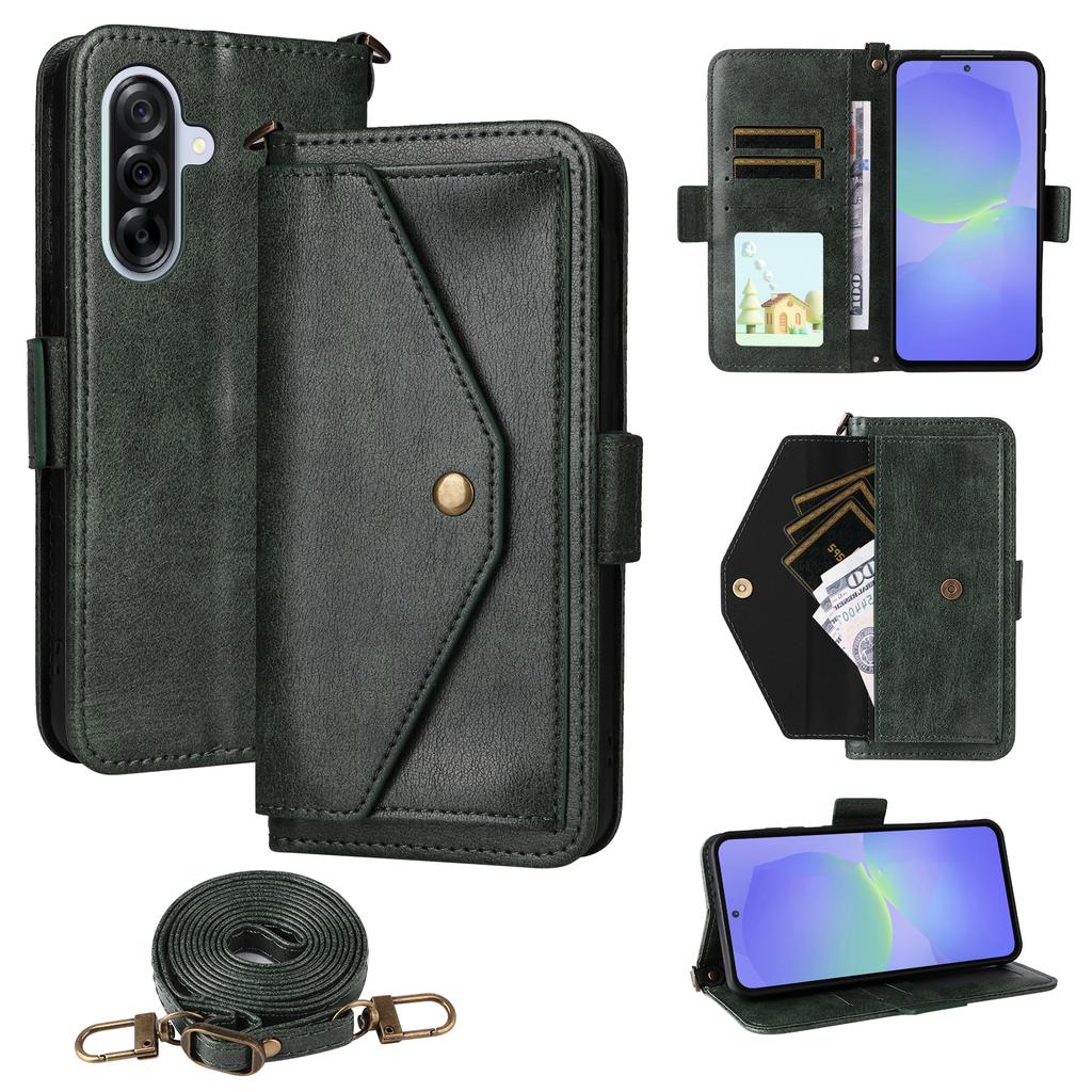 For Samsung Galaxy A36 5G Leather Case Magnetic Closure Wallet Stand Phone Cover with Crossbody Strap