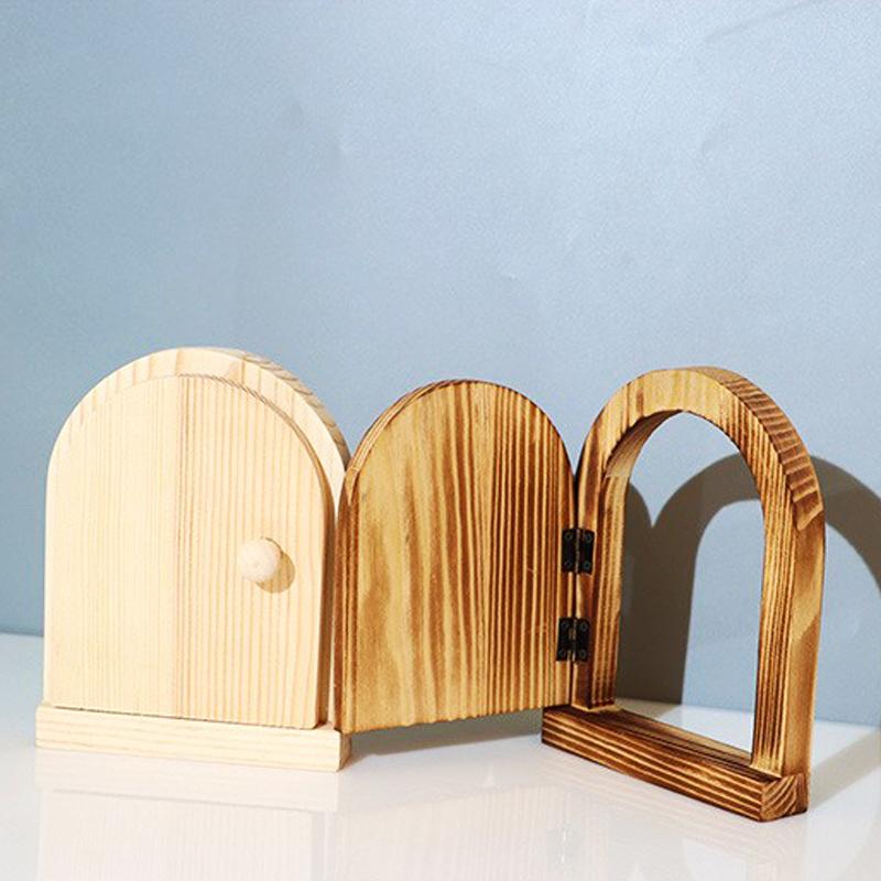 Fairy Cottage Wooden Miniature Dollhouse The Elf'S Fairy Door Mini Doors For Outdoor Yard Garden Elf Craft Decoration