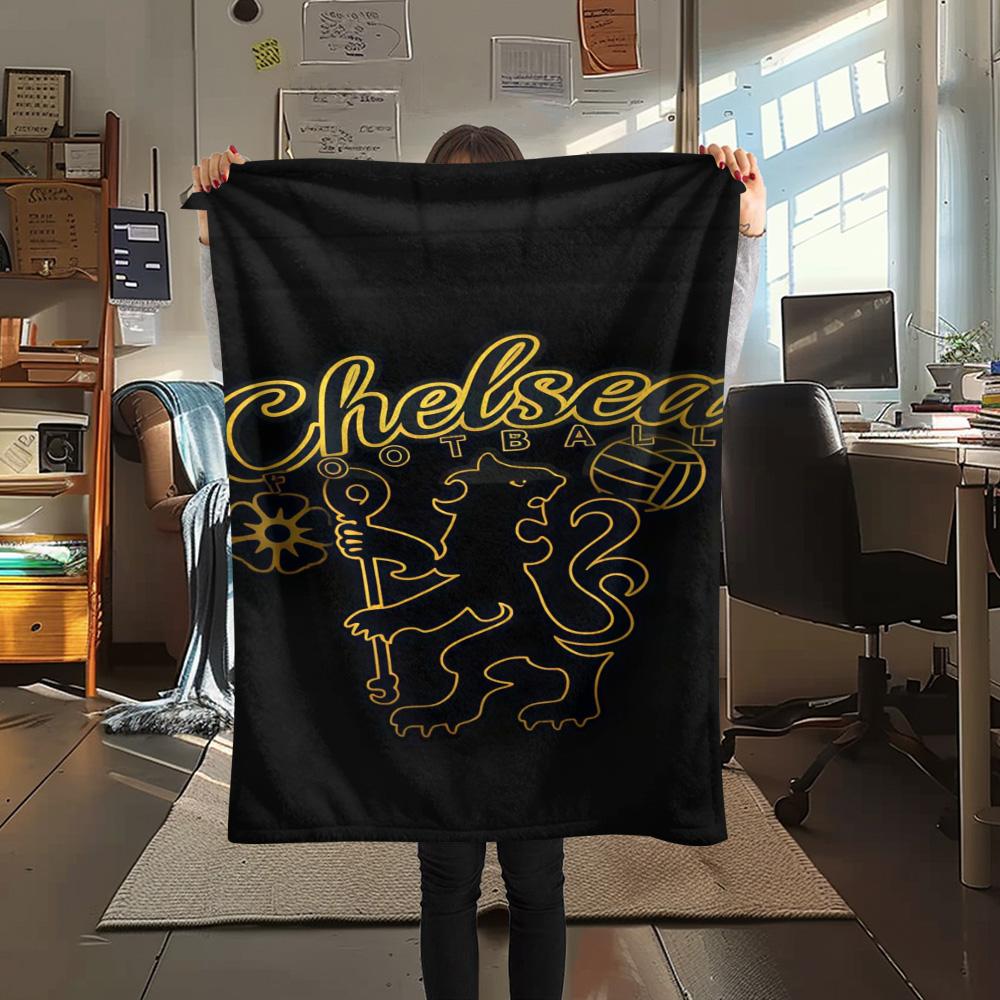 Chelsea FC Football Print FlAannel Blanket, High Quality Comfortable for All Seasons, Home Decor, Warmth and Comfort