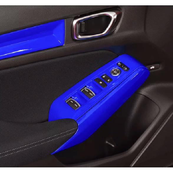 Glass Window Switch Lock Panel Trim For Honda Civic 11th - Bright Blue
