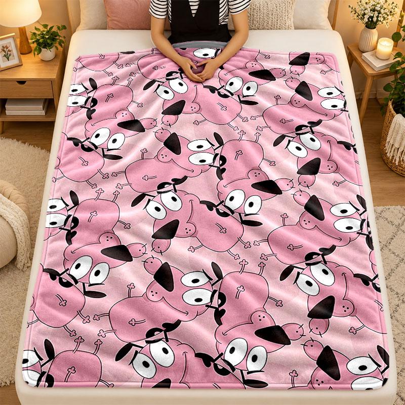 Flannel BlanketCourage The Cowardly Dog Warm Soft Throw Blanket for Indoor Sofa Bed Living Room Use