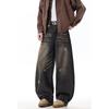 Jeans Larghi Unisex a Vita Media Deostrutturati Vestibilità Larga Vintage Americano Lavato Baggy in Denim Pantaloni Rilassati Lunghi Fino a Terra