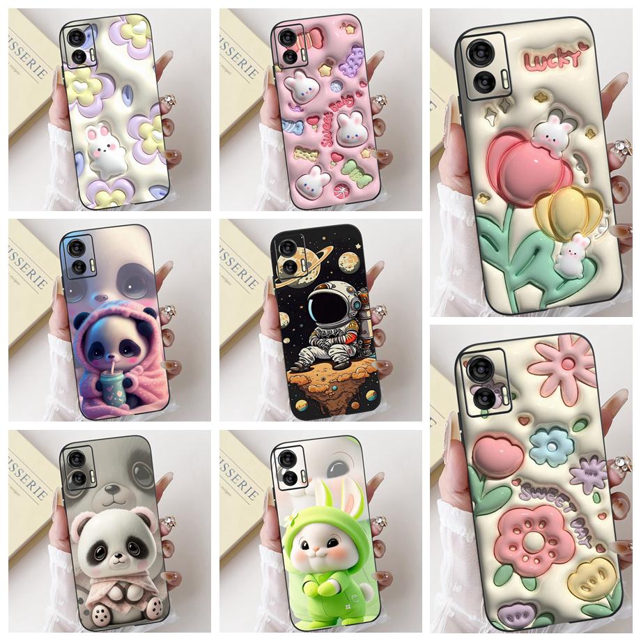 Pour Motorola Edge 30 Lite 30 Neo 30Pro 4G 5G Edge+ 2022 Coque Arrière en Silicone Souple Fundas Panda Lapin Fleur Mignon