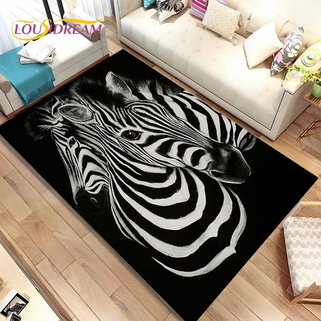 Zebra Wild Animal  Area Rug Large,Carpet Rug for Living Room Bedroom Kitchen Doormat Decoration,Children Play Non-slip Floor Mat