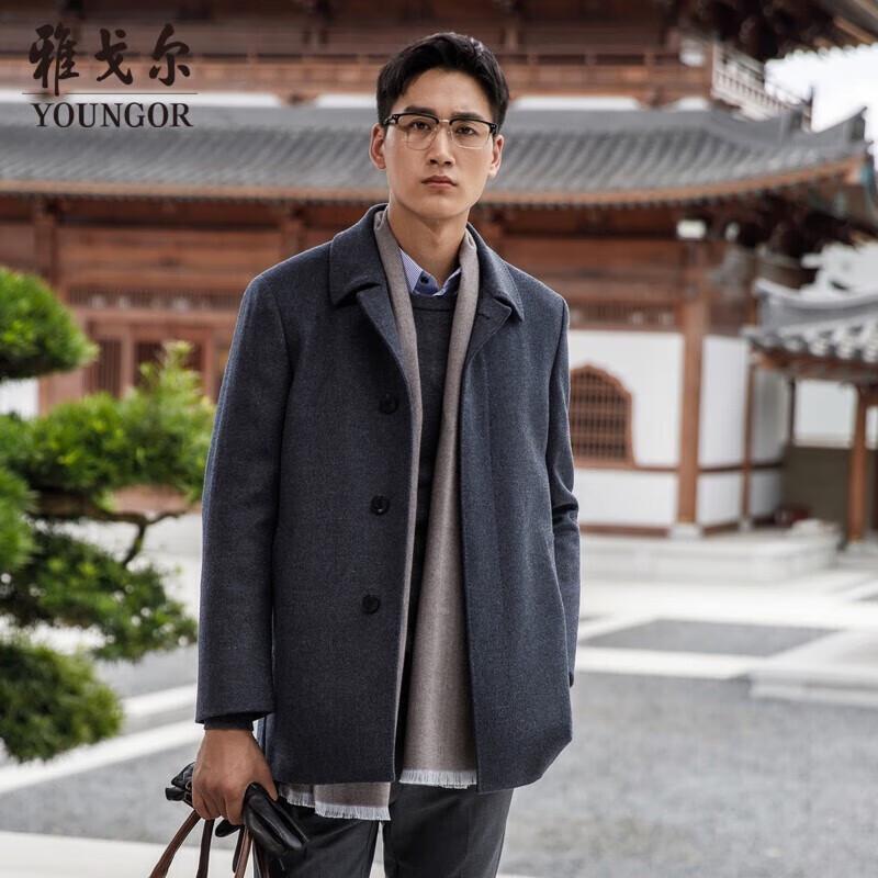 

YOUNGOR Мужское осенне-зимнее пальто приталенного кроя из смесовой шерсти 180/100A