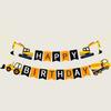 Children'S Party Decoration Cartoon Excavator Birthday Flag Construction Vehicle Excavator Pull Flower Spot Custom