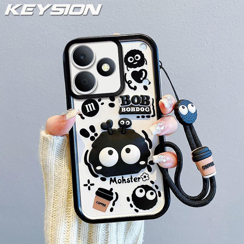 KEYSION Shockproof Case for Realme Note 80 with Lanyard Soft Silicone Cute 3D Cartoon Doll Phone Cover for Realme Note 80