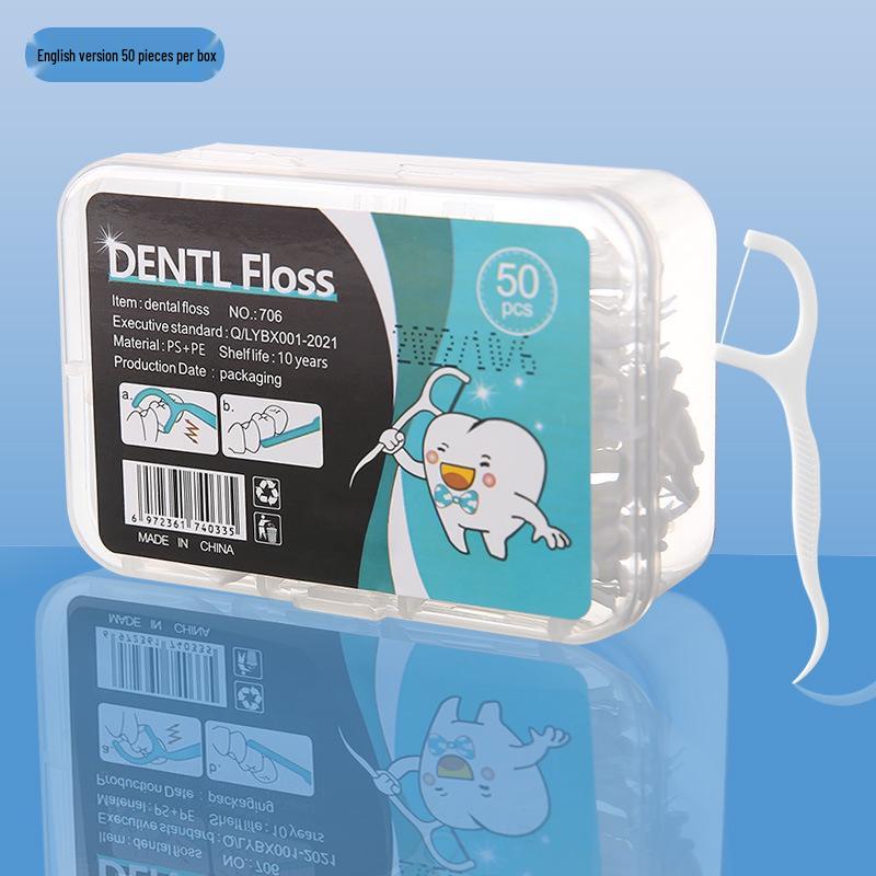 Large Box of 50 High Tensile Strength Floss Picks - Flat Wire Interdental Cleaners