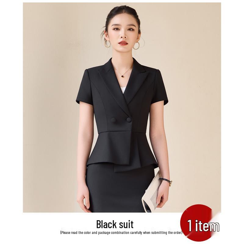 Women's Double-Breasted Short Sleeve Blazer - Summer Business Fashion
