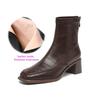 Krazing Pot Botines Chelsea de Puntera Cuadrada con Tacón Grueso de Microfibra Talla 42 Cremallera Decoración Plisada para Mujer Botines Elásticos en el Tobillo