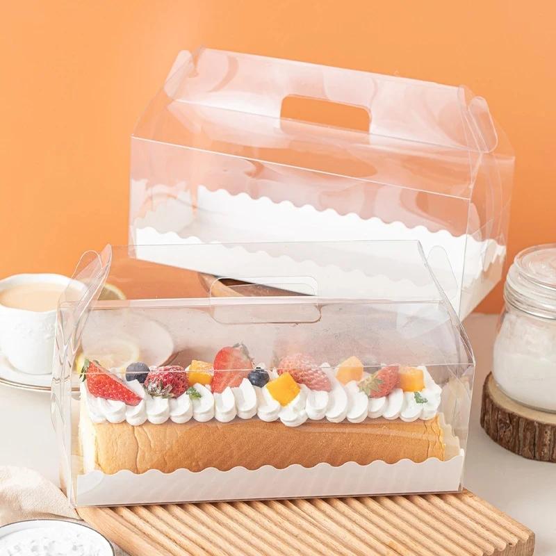 5pcs Swiss Roll Cake Box Packaging Beard Transparent Hand Towel Roll Mousse Wholesale Birthday Wedding Handmade Gift