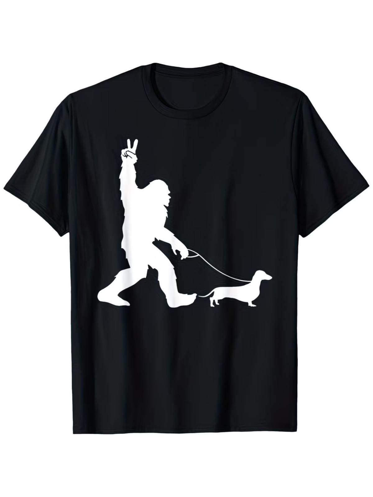 Men s & Women s Retro Dachshund Sasquatch Graphic T-Shirt XL