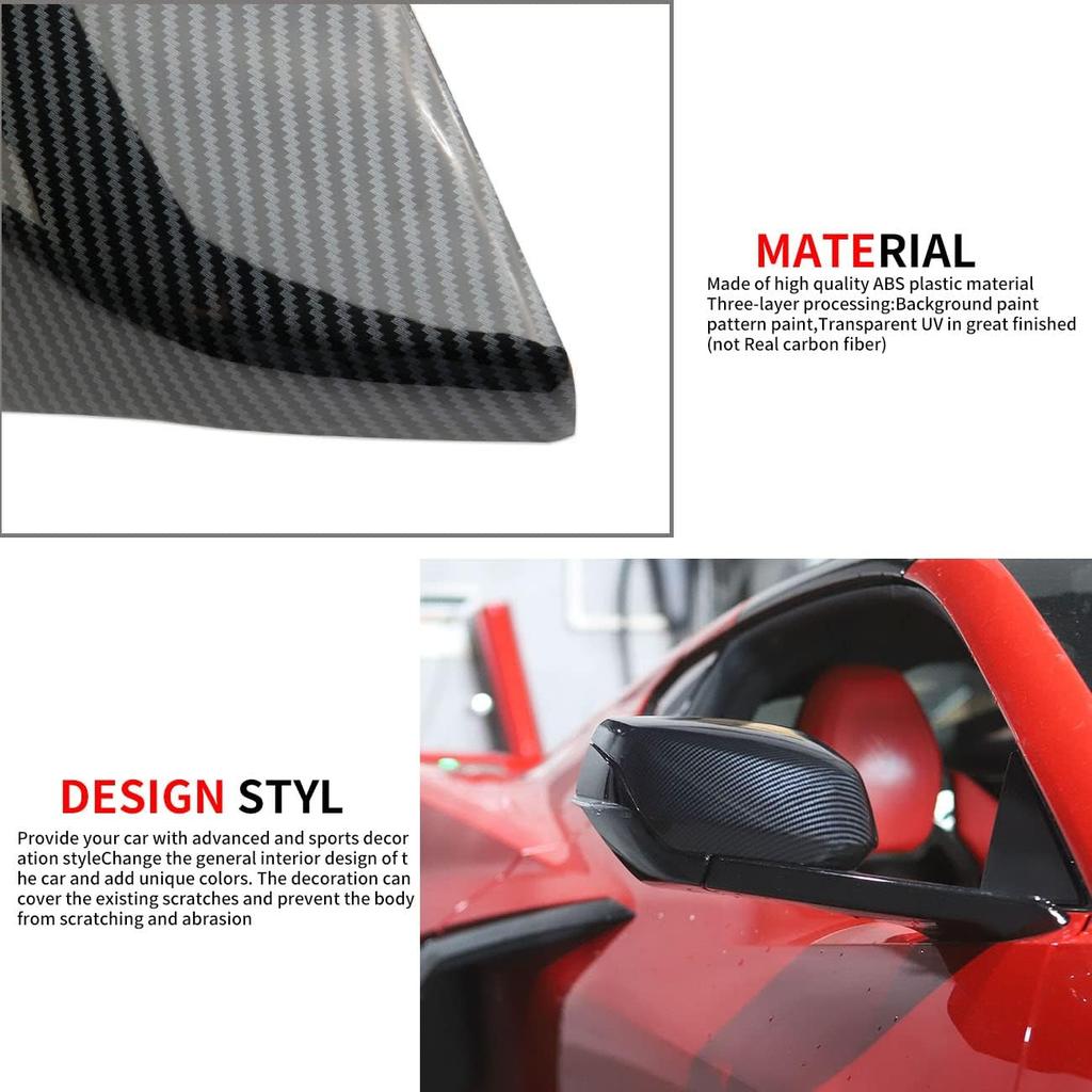 crosselec Carbon Fiber Side Rearview Mirror Guard Cover Trim for Chevrolet Corvette C8 2020-2025