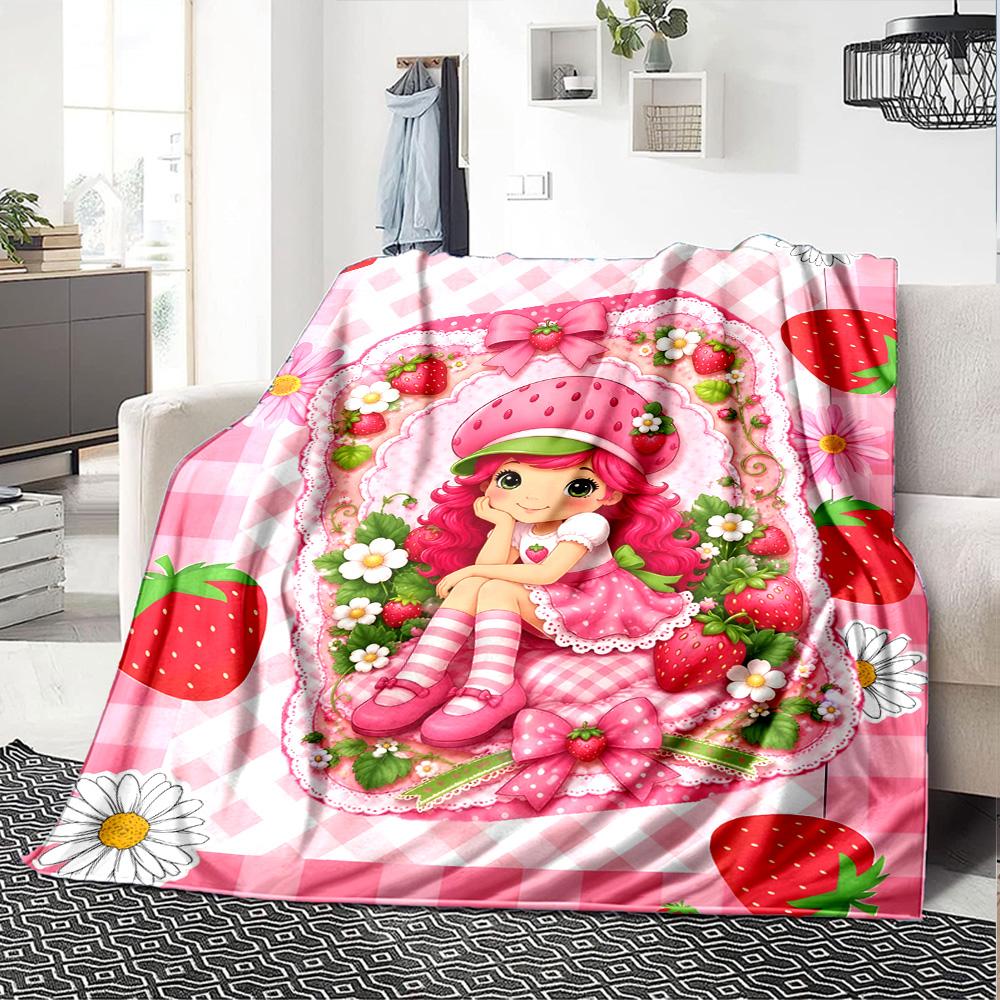 1pc Princess Strawberry8 Blanket, Gift, for Men and Women, Soft Blanket, Good for Sofa Bed Couch Travel, Lightweight Flannel Blanket