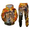 Ny The King Lion 3d Animals Print Glidelås Hettegenser Dress Herre og kvinner Sportsklær Todelt sett Høst Vinter Langermet Joggedress