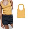 Summer New Product Women's Clothes Sexy Style Rib Hanging Collar Sleeveless Elegant Fashion All-Match T-shirt 0858310