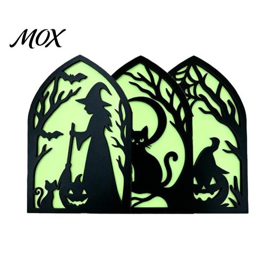Halloween Wooden Ornaments Screen Ornaments, Glow in The Dark Gothic Arch No Assembly Decor, Atmosphere Supplies for Home Tabletop Party Decorations