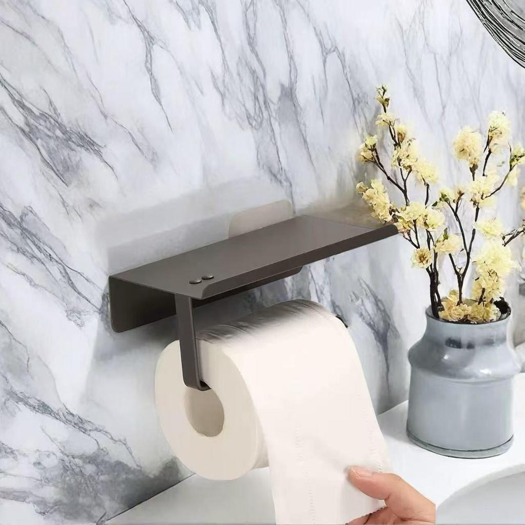 Punch-Free Wall-Mounted Stainless Steel Toilet Paper Holder for Hotels