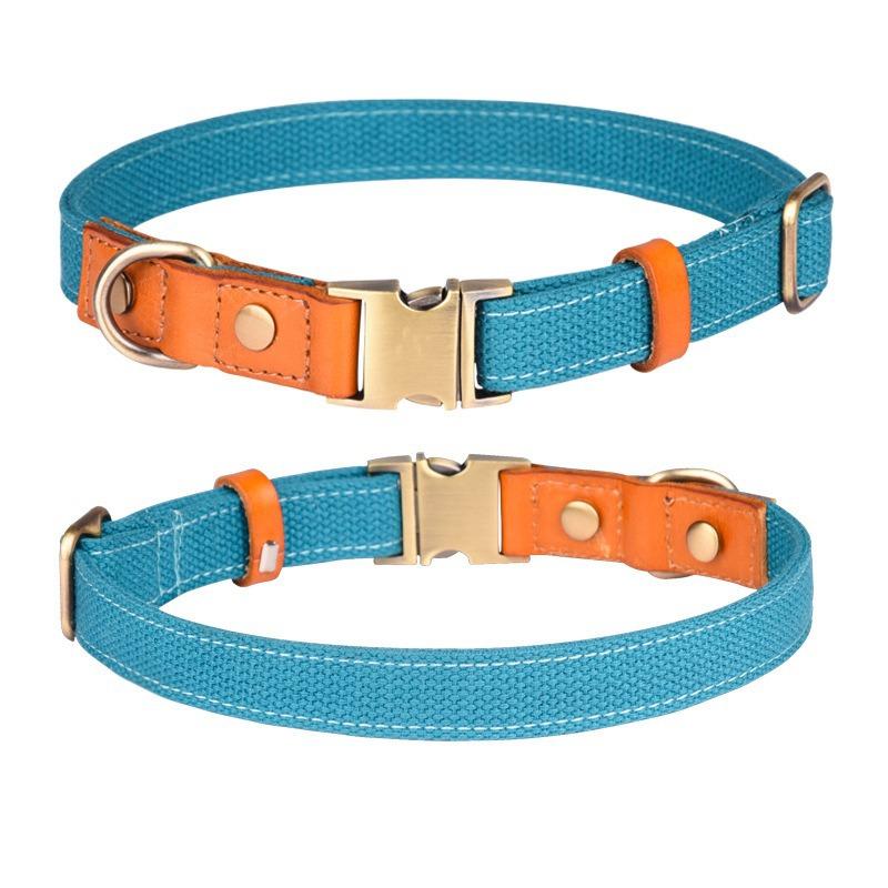 

Popular pet collar contrasting color splicing dog collar can be engraved medium and large neck ring traction rope first layer cowhide S width 1.5 adjustment 26-42cm светло-синий