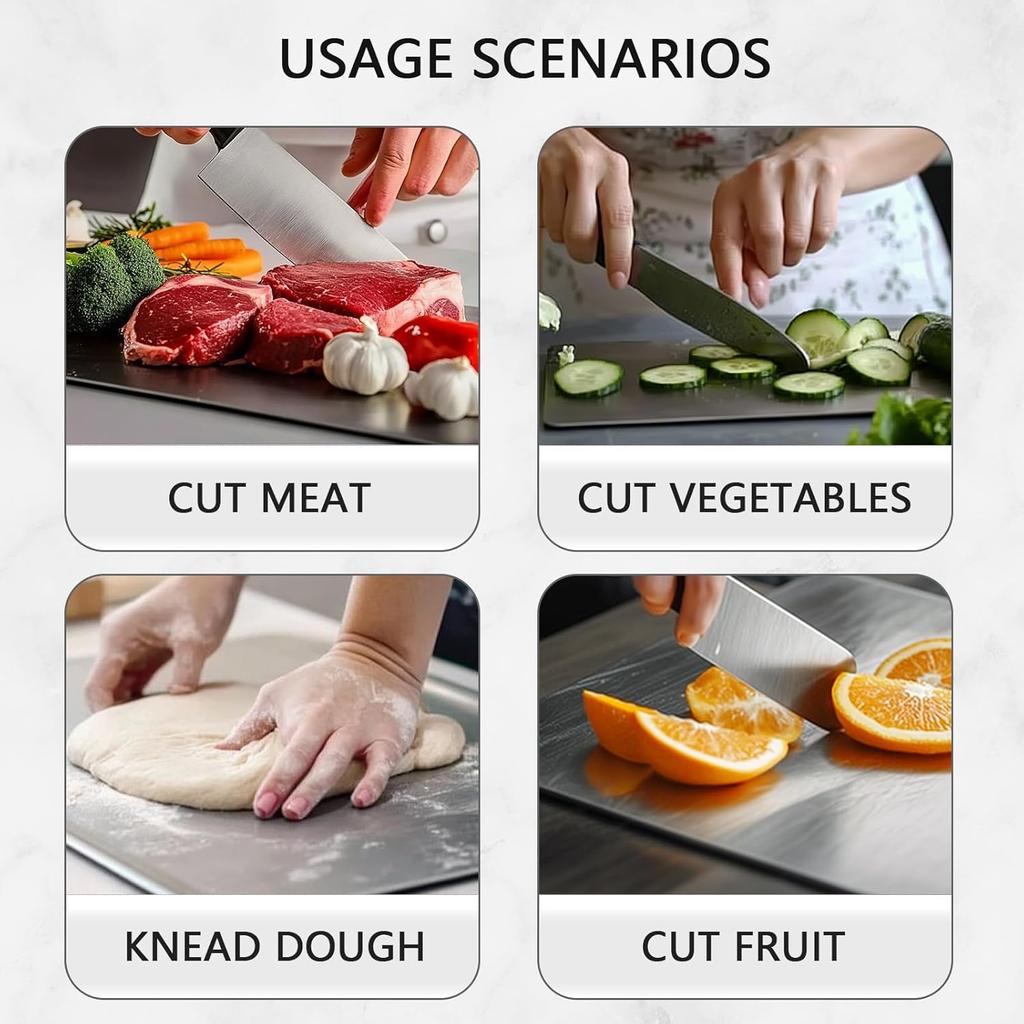 Titanium Cutting Board, Double Sided Stainless Steel Non Toxic Cutting Board for Kitchen, Food-Grade Cutting Board for Cutting Meats, Fruits And