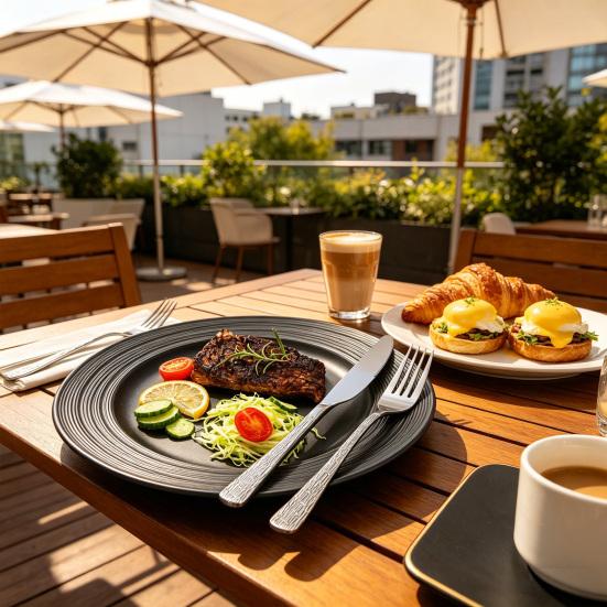 Messer Gabel Löffel Set Edelstahl Besteck Rutschfester Bequemer Griff Steakmesser Dessertlöffel Teegabel für Westliches Essen Spülmaschinenfest