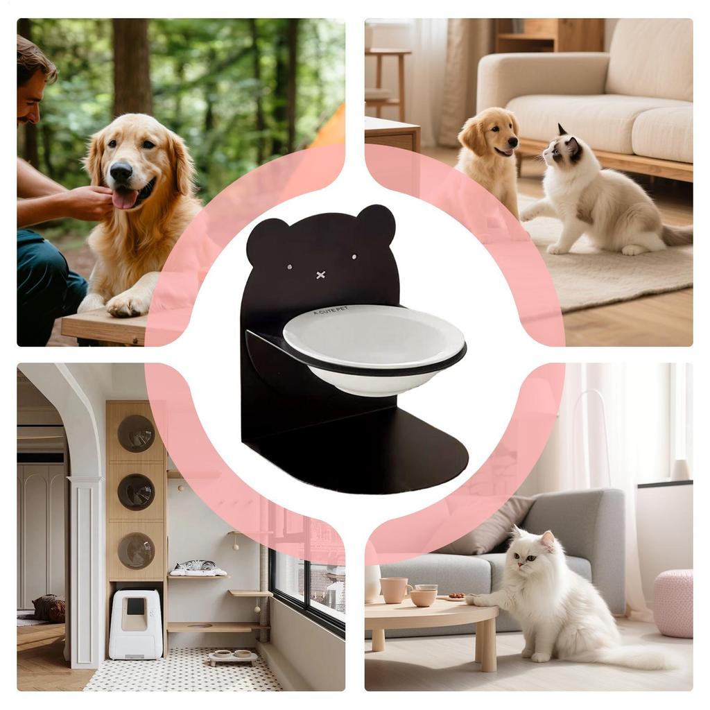 Pet Bowl Dry Wet Food Slower Feeder For Cat Healthy Eating Diet Height-Adjustable Dish For Kitten Puppy Animals Small Medium