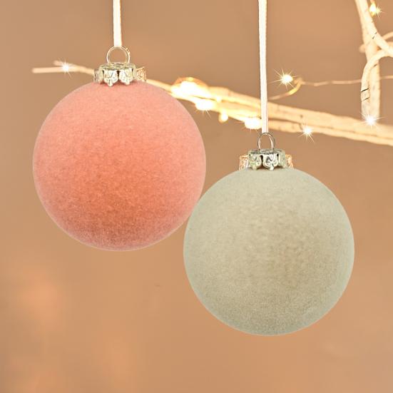 12 Pcs Velvet Christmas Ball Ornaments 2.4 Inches Flocked Shatterproof Plastic Balls Xmas Tree Hanging Decorations for Holiday Party Home Decor