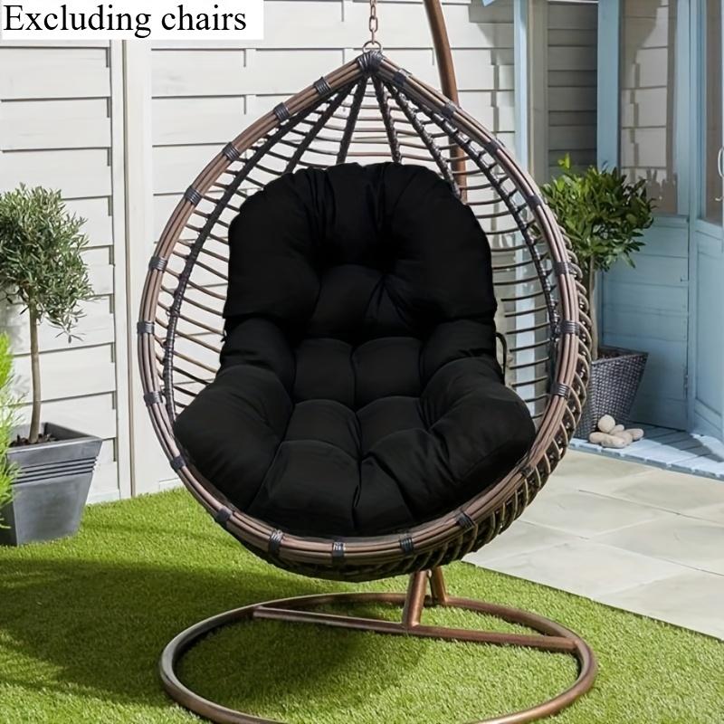 Уличный подвесной кресло-корзина Сиденье-подушка всесезонное подвесное кресло Подушки Балкон Сад Подушка Кресло-гамак Подушки 80x120cm чёрный
