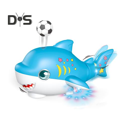 Electric Blowing Ball Shark Toy with Music Light Swing Tail Walking Shark Toy Educational Sea Animal Crawling Toy Toddlers Boys Girls Gift