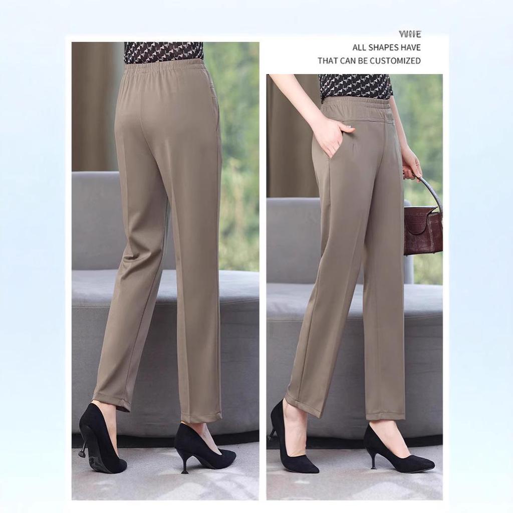 High Waist Elastic Summer Pants for Middle-Aged and Elderly Women - Loose Fit, Large Size