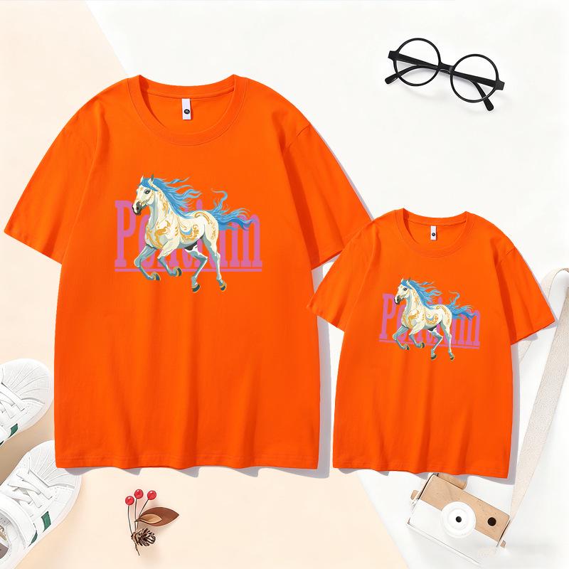 2026 Year of the Horse Family Matching Red T-Shirts - Parent-Child Short-Sleeve Set for New Year