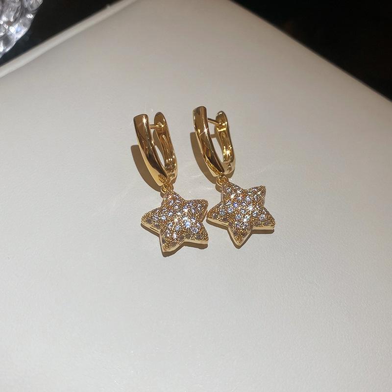 18k Vergoldete Zirkon U-förmige Liebe Geometrische Ohrbügel Mode Leichter Luxus Hängeohrringe Vielseitiger Einfacher Zirkon