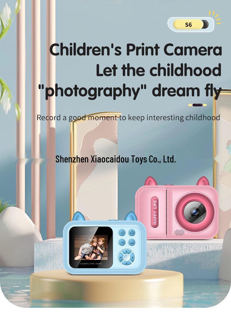 S6 Kids' Instant Print HD Camera - Cartoon Polaroid-Style Digital Toy