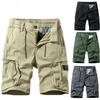 Men Summer Solid Color Outdoor Leisure Cargo Comfortable Shorts Men Elastic Waist Loose Straight Design Shorts Male
