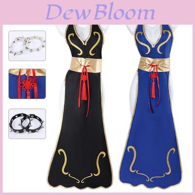 Costume Cosplay Chun-Li de Street Fighter Pour Jeu Anime Jeu de Rôle En Tissu Polyester
