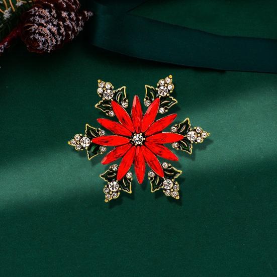 Christmas Brooch Wreath Christmas Tree Snowman Decor Snowflake Decor Colorful Rhinestone Exquisite New Year