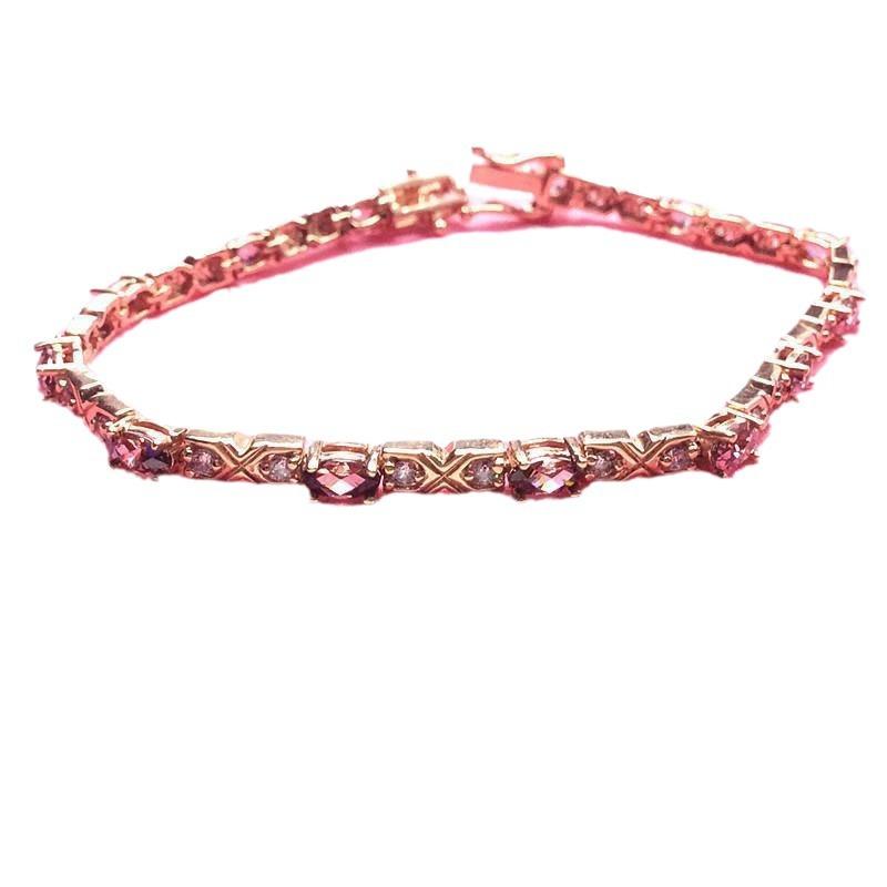 Purple Gold Color Gold Inlaid Zircon Bracelet Fashion Foreign Trend Rose Gold Plated Jewelry