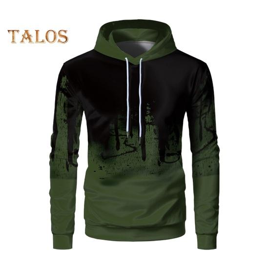 Frühling Herbst Herren Sport Hoodie 3D Kontrast Farbdruck Kordelzug Kapuze Lange Ärmel Elastische Bündchen Saum Outdoor Fitness Baseball Hoodie